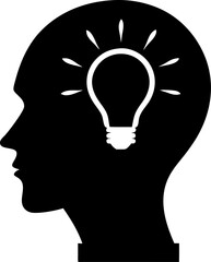 Silhouette Vector Illustration of a Head with a Shield