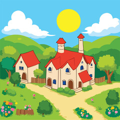 Naklejka premium house in the mountains