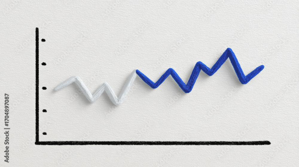 Poster white line hand drawn trend blue line artificial intelligence probability comparison graph analysis 