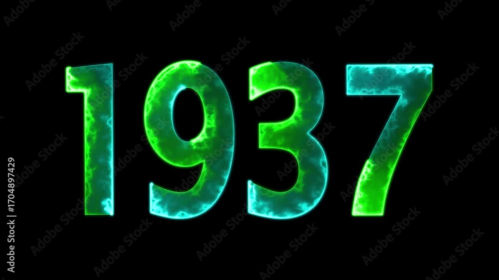 Aufkleber 1937 neon line text animation. 1937 year text effect with neon glow. colorful 1937 typography effect