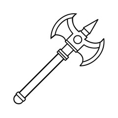 vector outline of a war axe on white background 