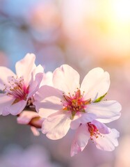 Fototapeta premium Delicate spring blossoms in soft sunlight