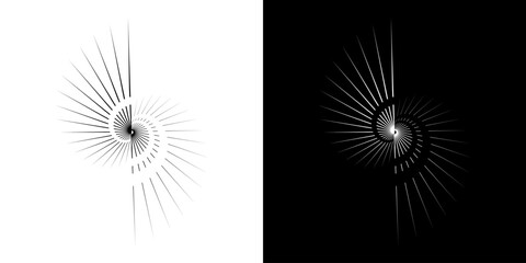 Obraz premium Dynamic abstract spiral sound wave rhythm lines. Circular spiral sound wave rhythm of lines. Circular futuristic abstract lines, black and white background.
