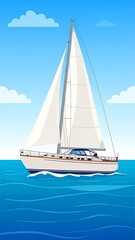 Sailing yacht on blue ocean