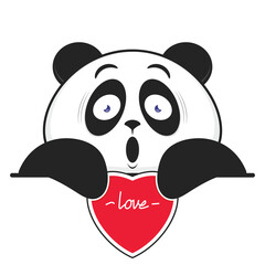 panda surprised holding heart cartoon cute