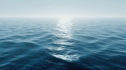 Fototapeta premium Ocean Horizon: A serene depiction of the open ocean under a softly illuminated sky, where the sea meets the horizon in a tranquil and timeless vista.
