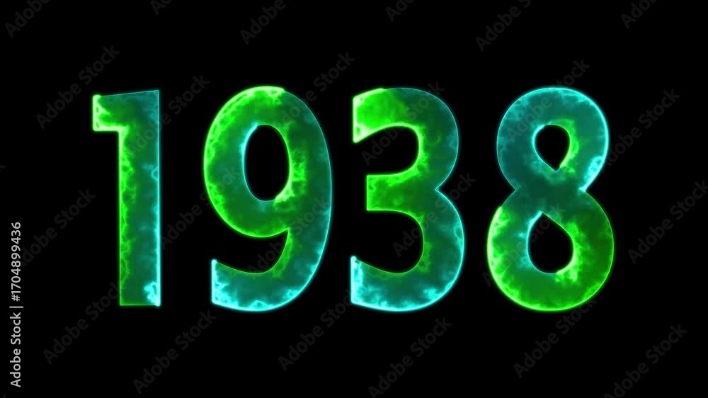 Aufkleber 1938 neon line text animation. 1938 year text effect with neon glow. colorful 1938 typography effect