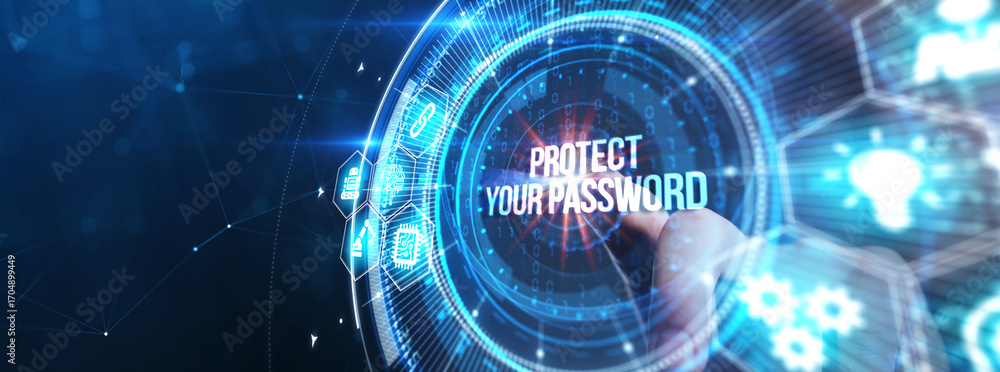 Aufkleber secure internet access and personal information security. protect your password.