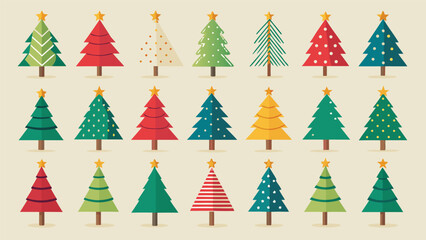 Set of Christmas Tree. Christmas tree vector isolated on transparent background