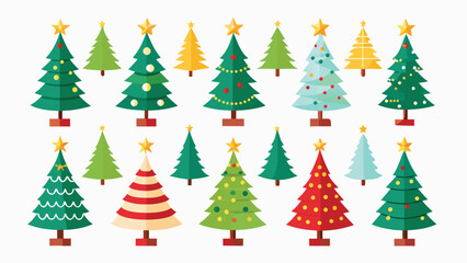 Set of Christmas Tree. Christmas tree vector isolated on transparent background