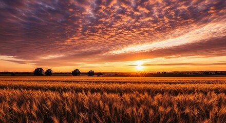 Autumn forest with golden sunlight rays shining through colorful fall trees, misty woodland nature scenery, seasonal landscape background