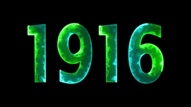 1916 neon line text animation. 1916 year text effect with neon glow. colorful 1916 typography effect. concept of counting years. past year technology concept.