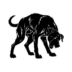 Aggressive dog silhouette with transparent background