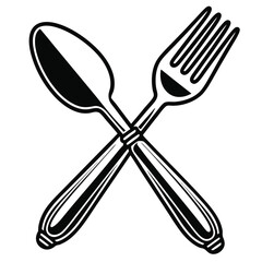 Black Silhouette Vector of Fork Angled Silhouette