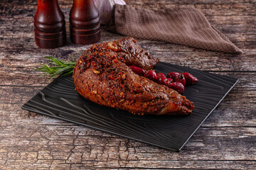 Baked pork sirloin with cornus