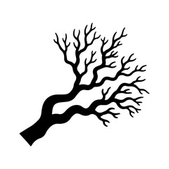 Bare tree branch with transparent background