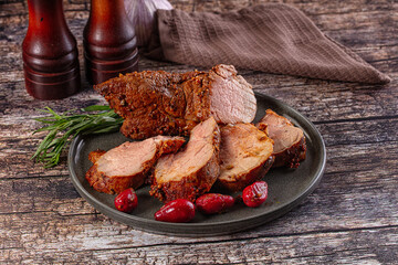Baked pork sirloin with cornus