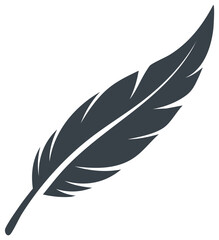 Fototapeta premium Elegant Feather Silhouette, Bird Quill Pen Icon, Smooth Single Color Illustration