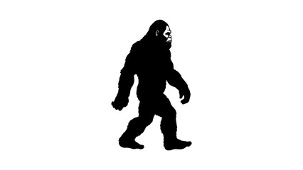 Fototapeta premium Bigfoot silhouette walking with transparent background