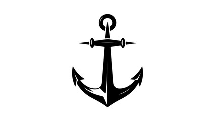 Black anchor with transparent background