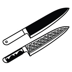 Flat Vector of Chef Knife with Handle Detail