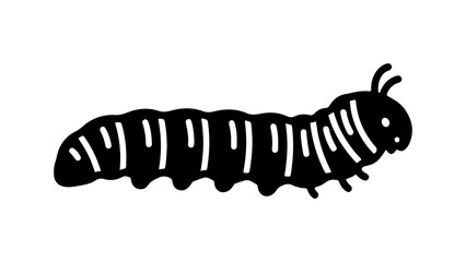 Black caterpillar with transparent background