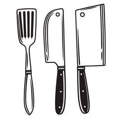 Flat Vector of Cooking Utensils Set with Fork