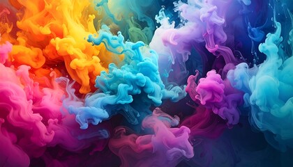 Fototapeta premium Vibrant abstract artwork showcasing swirling, colorful, smoke-like patterns merging together in a dynamic display