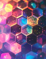 Vibrant hexagon pattern with glowing lights