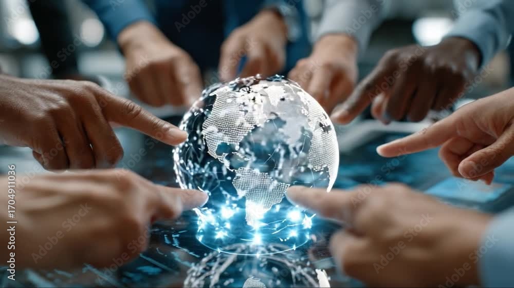 Poster global collaboration and unity: a symbolic representation of global unity as multiple hands converge