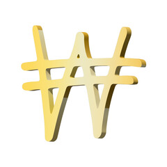 3d won currency symbol. Single element for design