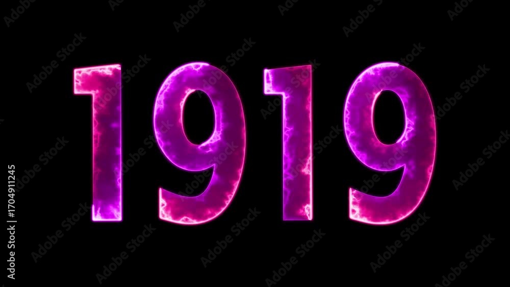 Aufkleber 1919 neon line text animation. 1919 year text effect with neon glow. colorful 1919 typography effect