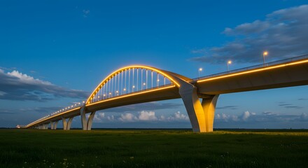 Obraz premium A glowing bridge connecting sky and ground, symbol of harmony.