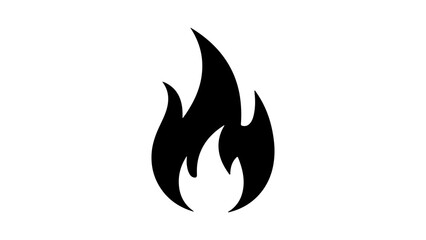 Black flame icon with transparent background