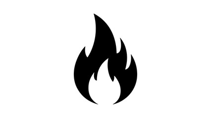 Black flame icon with transparent background