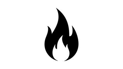 Black flame icon with transparent background