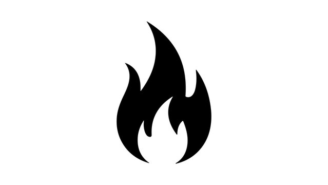 Black flame icon with transparent background
