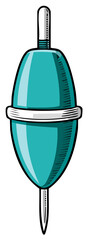 Classic Teal Fishing Bobber Illustration in a Retro Cartoon Style