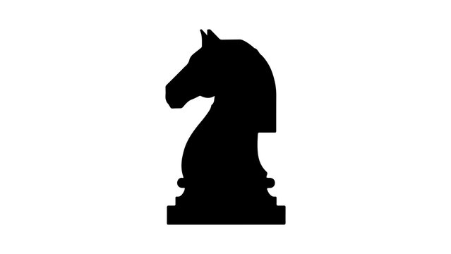 Black knight chess piece with transparent background
