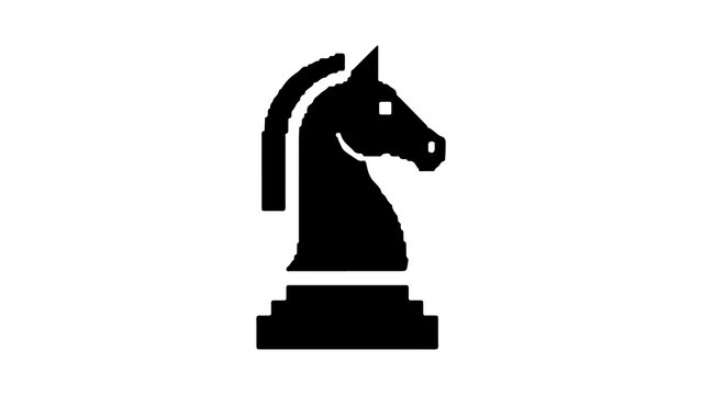 Black knight chess piece with transparent background