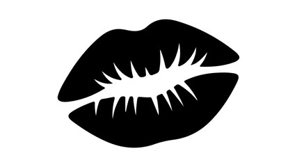 Black lips silhouette with transparent background