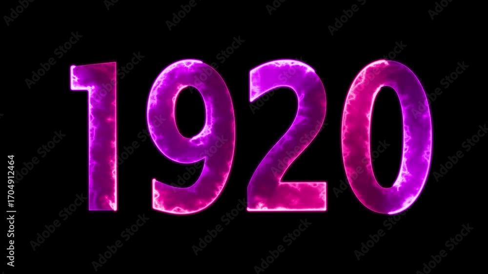 Aufkleber 1920 neon line text animation. 1920 year text effect with neon glow. colorful 1920 typography effect