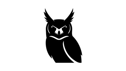 Black owl silhouette with transparent background