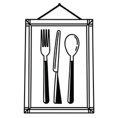 Flat Vector of Utensil Set Inside Frame