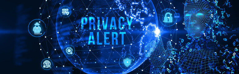 Technology, Internet, business and network concept. Privacy alert. 3d illustration