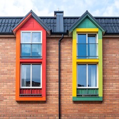 Obraz premium Colorful building facade windows