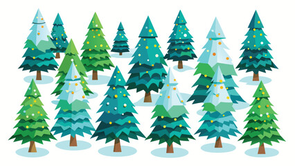 Obraz premium Christmas trees collection on transparent background. trees design bundle for xmas and new year. Vector illustration.
