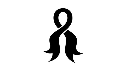 Black ribbon awareness symbol with transparent background