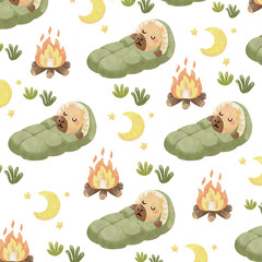 Capybara Camping Seamless Patterns
