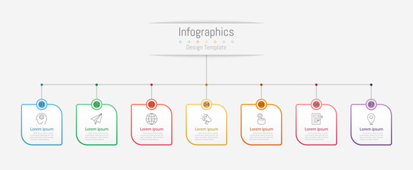 Infographic 7 options design elements for your business data. Vector Illustration.